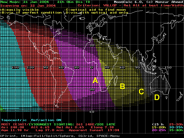 Sichtbarkeitszone Dhû-l-hijja 1424